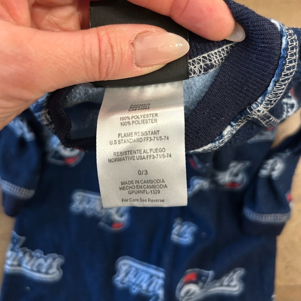 New England Patriots Baby Sleeper Size 0-3m - Picture 3 of 5